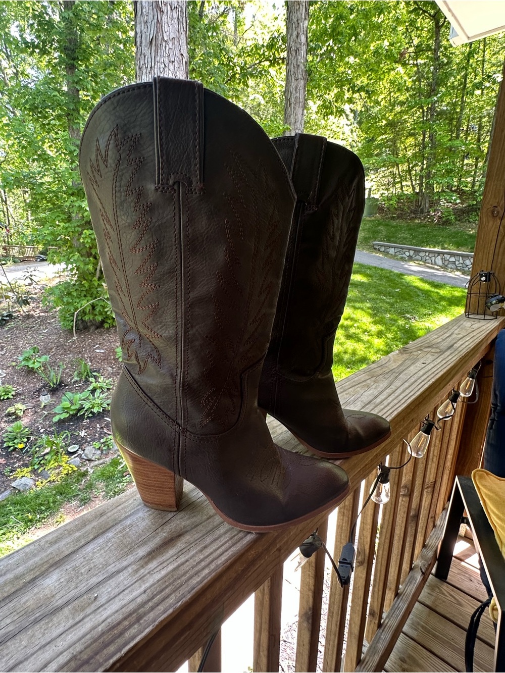 Miranda Women’s Brown Western Mid-Calf Heeled Boots